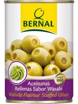 Оливки зеленые Bernal фаршированные васаби 292г (120г) ж/б