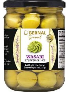 Оливки зеленые Bernal фаршированные васаби 436г (250г)
