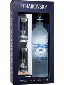 Водка Чайковский 40% 0,7л п/у + 2 стопки